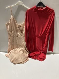 FOREVER UNIQUE RED DRESS SIZE 14 + FOREVER UNIQUE ROSE/GOLD DRESS SIZE 16 RRP £140