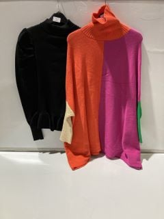 FOREVER UNIQUE BLACK JUMPER WOMEN'S SIZE S + FOREVER UNIQUE ORANGE /PINK JUMPER WOMEN'S ONE SIZE