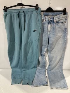 NIKE BLUE JOGGERS SIZE M + PHASE 8 LORAINE BURNOUT TOP IVORY JEANS SIZE 12