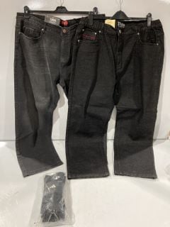 ADIDAS BLACK SOCKS + D555 BENSON 44 S GREY STONE WASH JEANS + DUKE BALFOUR BLACK JEANS SIZE 42S