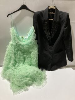 FOREVER UNIQUE PALE GREEN SIZE 16 + BY VERY BLACK BLAZER WOMEN'S SIZE 10 RRP £130