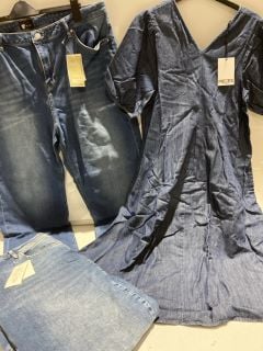 2X BY VERY DENIM TROUSERS SIZE 20 + PIECES DENIM DRESS SIZE XS