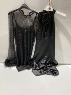 FOREVER UNIQUE BLACK NET DRESS SIZE 8 + FOREVER UNIQUE FORMAL DRESS 8 RRP £160