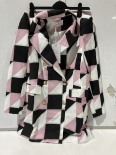 1 X BOX OF PREMIUM DESIGNER APPERAL TO INCLUDE FOREVER UNIQUE BLAZER DRESS IN BLACKMULT SIZE 10