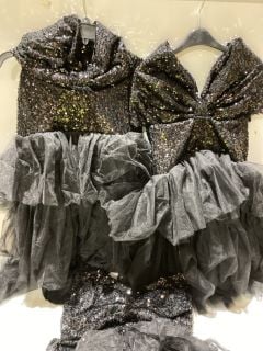 1 X BOX OF PREMIUM DESIGNER APPERAL TO INCLUDE FOREVER UNIQUE BLACK BOW FRONT MINI DRESS SIZE 14