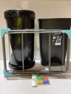 2 X BLACK KITCHEN BINS 3 TIER SILVER AIRER