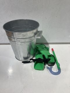 3 X CAMPING ITEMS TO INLCUDE METAL BUCKET