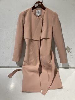 1 X JASPER CONRAN WOMENS LONG JACKET WITH BELT IN PINK SIZE 8 APPROX RRP £110