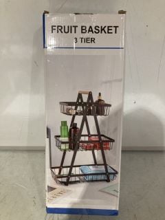 1 X BOX OF KITCHEN ITEMS TO INCLUDE FRUIT BASKET 3 TEIR