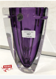 WATERFORD METRA 10" AMETHYST VASE LEAD CRYSTAL RRP £800