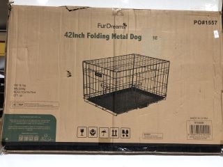 FUR DREAMS 42 INCH METAL FOLDING DOG CAGE