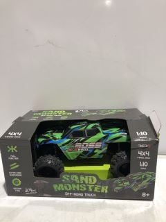 BOX OF ITEMS TO INCLUDE SAND MONSTER OFF ROAD R/C TRUCK