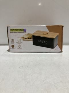 BOX OF ITEMS TO INCLUDE ROYAL FOOD BREAD BIN WITH BAMBOO LID