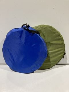 2 X POP UP TENTS BLUE AND GREEN