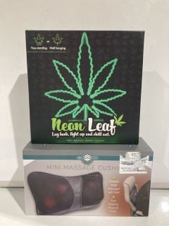 BOX OF ITEMS TO INCLUDE NEON LEAF LIGHT