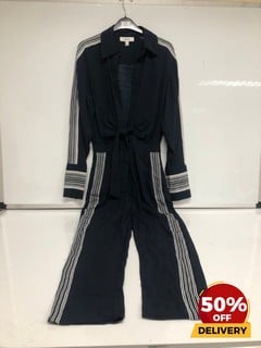 REISS SELMA LONG SLEEVE NAVY JUMPSUIT 6 TOTAL RRP £119