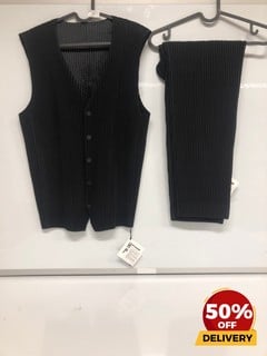 HOMME PLISSE ISSEY MIYAKE VEST AND TROUSER COMBO BLACK 3 TOTAL RRP £220