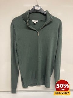 REISS FOREST GREEN ZIP UP LONG SLEEVE  SHIRT XS TOTAL RRP £168