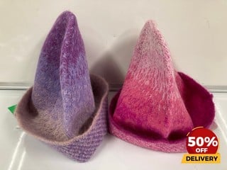 2 X ERL PINK PURPLE GRADIENT BEANIE ONE SIZE TOTAL RRP £124