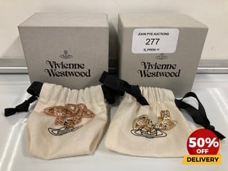 2 X VIVIENNE WESTWOOD GOLD TONE STUD EARRINGS TOTAL RRP £240