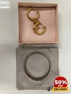 TILLY SVEAAS T BAR EARRINGS IN GOLD KATE SPADE NEWYORK WOMEN'S SET IN STONE SILVER BANGLE TOTAL RRP £190