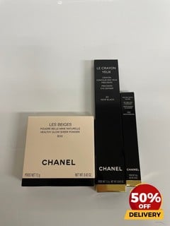 COLLECTION OF CHANEL TO INCLUDE LES BEIGES HEALTHY GLOW SHEER POWDER B30 12G LE CRAYON YEUX PRECISION EYE DEFINER BLACK 1.2G TOTAL RRP £98