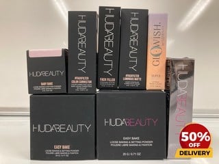 COLLECTION OF HUDABEAUTY TO INCLUDE FAUX FILTER COLOUR CORRECTOR 9ML EASY BAKE LOOSE BAKING SETTING POWDER 20G TOTAL RRP £229