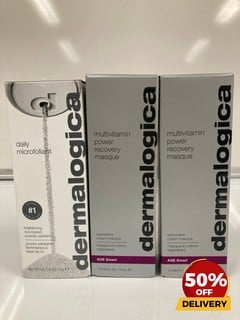 COLLECTION OF DERMALOGICA TO INCLUDE DAILY MICROFOLIANT 74G MULTIVITAMIN POWER RECOVERY MASQUE 75ML TOTAL RRP £195