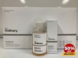 COLLECTION OF THE ORDINARY TO INCLUDE THE BRIGHT SET 50ML 30ML  240ML MULTI PEPTIDE EYE SERUM 15ML TOTAL RRP £168