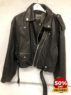 ALLSAINTS DAYLE BIKER BLACK XS TOTAL RRP £379