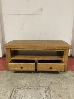 WOODEN OAK 2 DRAWER TV UNIT