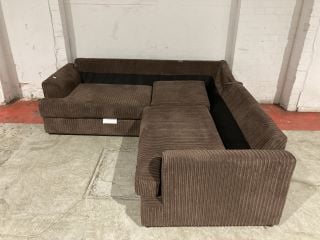 CORNER SOFA BROWN CORDUROY