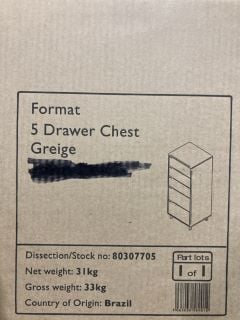 FORMAT 5 DRAWER CHEST GREIGE RRP £189 (00346892)