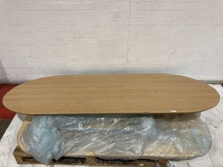 LARGE OVAL OAK COLOURED TABLE 90X200CM