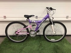 OPTIMA PANACHE PURPLE/PINK ADULT MOUNTAIN BIKE:: LOCATION - FLOOR(COLLECTION OR OPTIONAL DELIVERY AVAILABLE)