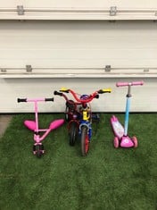 QUANTITY OF KIDS BIKE AND SCOOTERS TO INCLUDE CHICCO RED-BULLET: LOCATION - BOOTH(COLLECTION OR OPTIONAL DELIVERY AVAILABLE)