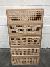 JOHN LEWIS RATTAN 5 DRAWER TALLBOY CHEST RRP £699: LOCATION - FLOOR(COLLECTION OR OPTIONAL DELIVERY AVAILABLE)