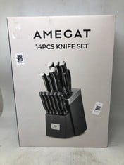 AMEGAT 14 PCS KNIFE SET - ID MAY BE REQUIRED  - COLLECTION ONLY - LOCATION RACK