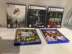 QUANTITY OF CONSOLE GAMES TO INCLUDE GRAND THEFT AUTO V PS5 - ID MAY BE REQUIRED - COLLECTION ONLY - LOCATION RACK