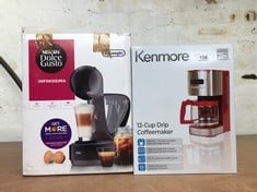 QUANTITY OF KITCHEN & APPLIANCES ITEMS TO INCLUDE KOOLATRON KENMORE 12-CUP DRIP COFFEE MAKER MACHINE 1.8L PROGRAMMABLE FILTER COFFEE MACHINES WITH TIMER FAST BREWING TECHNOLOGY DIGITAL DISPLAY REUSAB