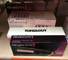 QUANTITY OF ITEMS TO INCLUDE REMINGTON PROLUXE HEATED HAIR ROLLERS (OPTIHEAT TECHNOLOGY, 90 SECOND HEAT UP, SETS CURLS IN 5 MINUTES, 20 VELVET FLOCKED ROLLERS - 8 MEDIUM 25MM AND 12 LARGE 32MM) H9100