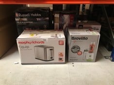 QUANTITY OF ITEMS TO INCLUDE MORPHY RICHARDS EQUIP 2 SLICE TOASTER, DEFROST AND REHEAT, 7 VARIABLE BROWNING CONTROLS, VARIABLE WIDE SLOTS, REMOVABLE CRUMB TRAY, STAINLESS STEEL, SILVER,222067: LOCATI