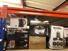 QUANTITY OF KITCHEN & APPLIANCES ITEMS TO INCLUDE RUSSELL HOBBS ELECTRIC RICE COOKER - 1.2KG (6 PORTION - 145G PER SERVING) REMOVABLE NON STICK BOWL, DISHWASHER-SAFE BOWL & LID, STEAMER BASKET, MEASU