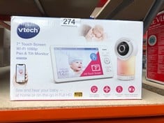 1 X VTECH RM7768HD VIDEO BABY MONITOR WITH WIFI,360Â PAN & TILT CAMERA,BABY MONITOR WITH 7"TOUCH SCREEN,1080P HD VIDEO,135°WIDE VIEW,NIGHT LIGHT,NIGHT VISION,TEMPERATURE SENSOR,SMART/WIFI/REMOTE CONN