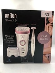 BRAUN SILK-EPIL 9 EPILATOR FOR LONG-LASTING HAIR REMOVAL WITH ELECTRIC SHAVER & TRIMMER & BIKINI TRIMMER, 100% WATERPROOF, 9-890, WHITE: LOCATION - A RACK