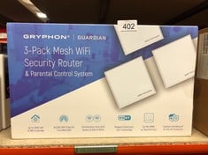 1 X GRYPHON GUARDIAN MESH WIFI ROUTER, UPTO 5000 SQ FT, ADVANCE SECURITY & PARENTAL CONTROL, HACK PROTECTION W/AI-INTRUSION DETECTION & MALWARE PROTECTION, AC1200 DUAL-BAND MESH WIRELESS SYSTEM, 3 PA