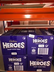 4 X CADBURY HEROES CHOCOLATE BULK SHARE BOX, ASSORTED MINI-SIZE MILK CHOCOLATE BARS, 2 KG (PACK OF 1).: LOCATION - E RACK