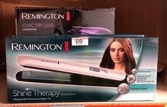 QUANTITY OF HEALTH & BEAUTY ITEMS TO INCLUDE REMINGTON SHINE THERAPY HAIR STRAIGHTENER WITH ADVANCED CERAMIC COATING INFUSED WITH MOROCCAN ARGAN OIL FOR SLEEK & SMOOTH GLIDE, FLOATING PLATES, DIGITAL