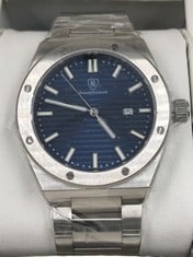 MENS BERNARD REIHARDT WATCH- 316 STAINLESS STEEL CASE & STRAP- SWISS MOVEMENT- SAPPHIRE CRYSTAL-5 ATM WATER RESISTANT- GIFT BOX- EST £960: LOCATION - A RACK