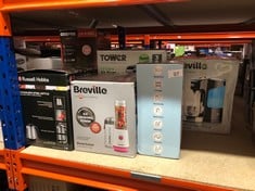 QUANTITY OF KITCHEN & APPLIANCES ITEMS TO INCLUDE BREVILLE BLEND ACTIVE PERSONAL BLENDER & SMOOTHIE MAKER | 350W | 2 PORTABLE BLEND ACTIVE BOTTLES (600ML) | LEAK PROOF LIDS | WHITE & PINK [VBL248]: L